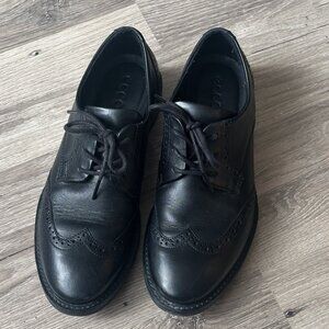 ECCO Black Leather Wingtip Brogue Oxfords | Size 37